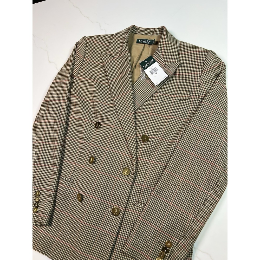 Lauren Ralph Lauren Houndstooth Double Breasted Blazer Woman Size 12 NWT $295